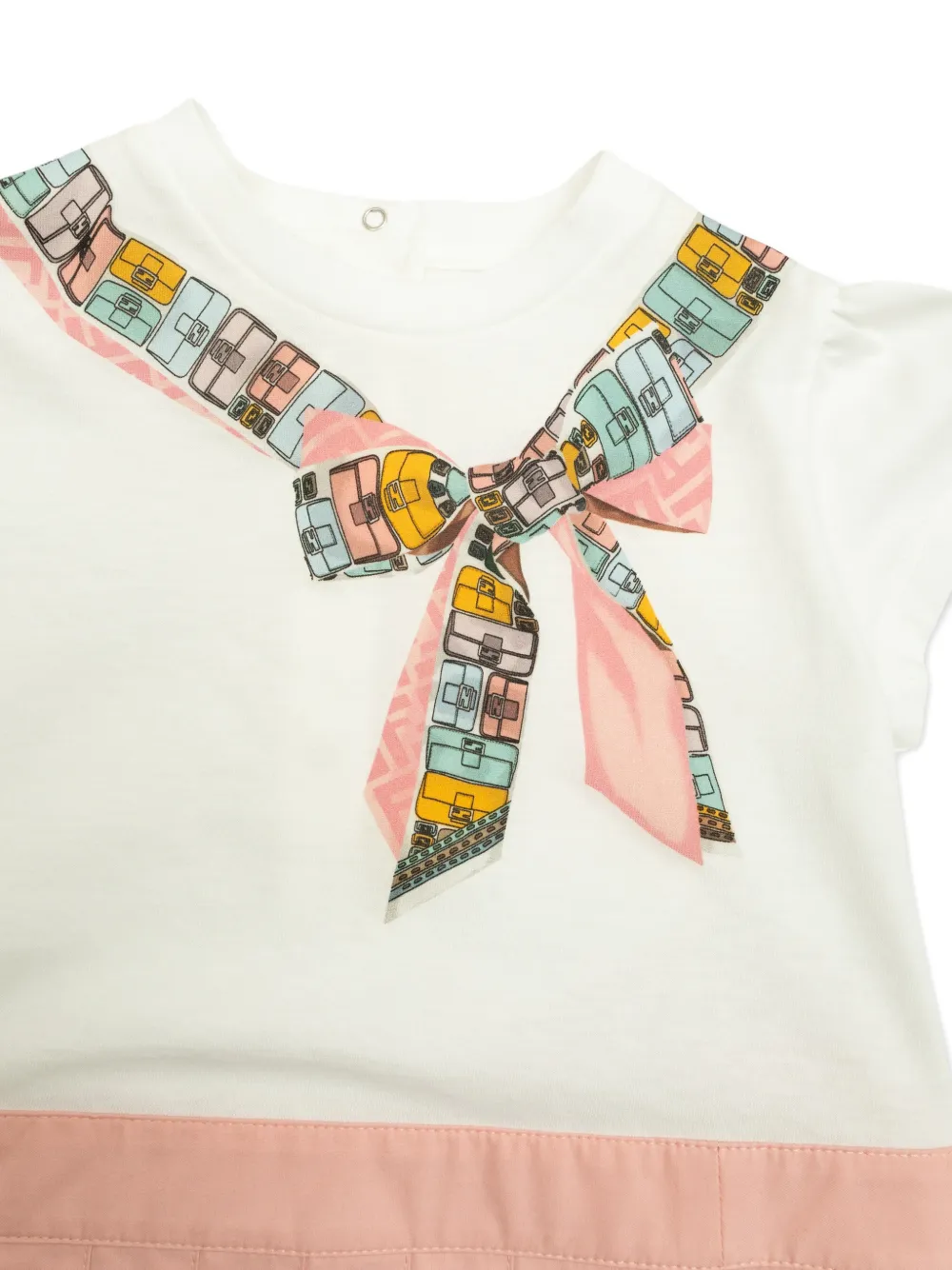 Fendi Kids Geplooide jurk met strikprint Roze