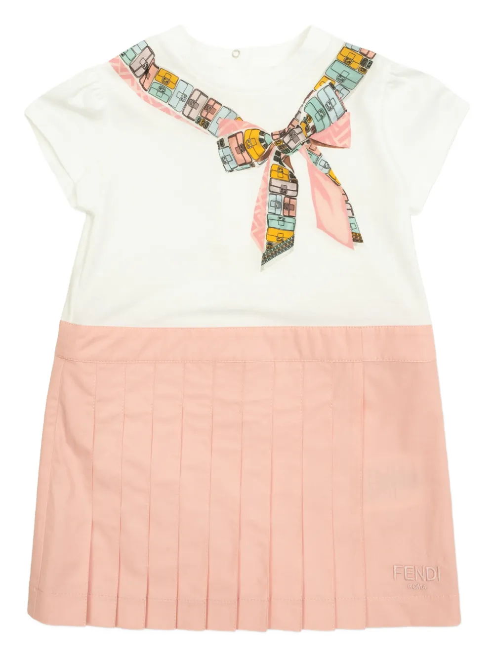 Fendi Kids bow-print pleated dress - Rosa