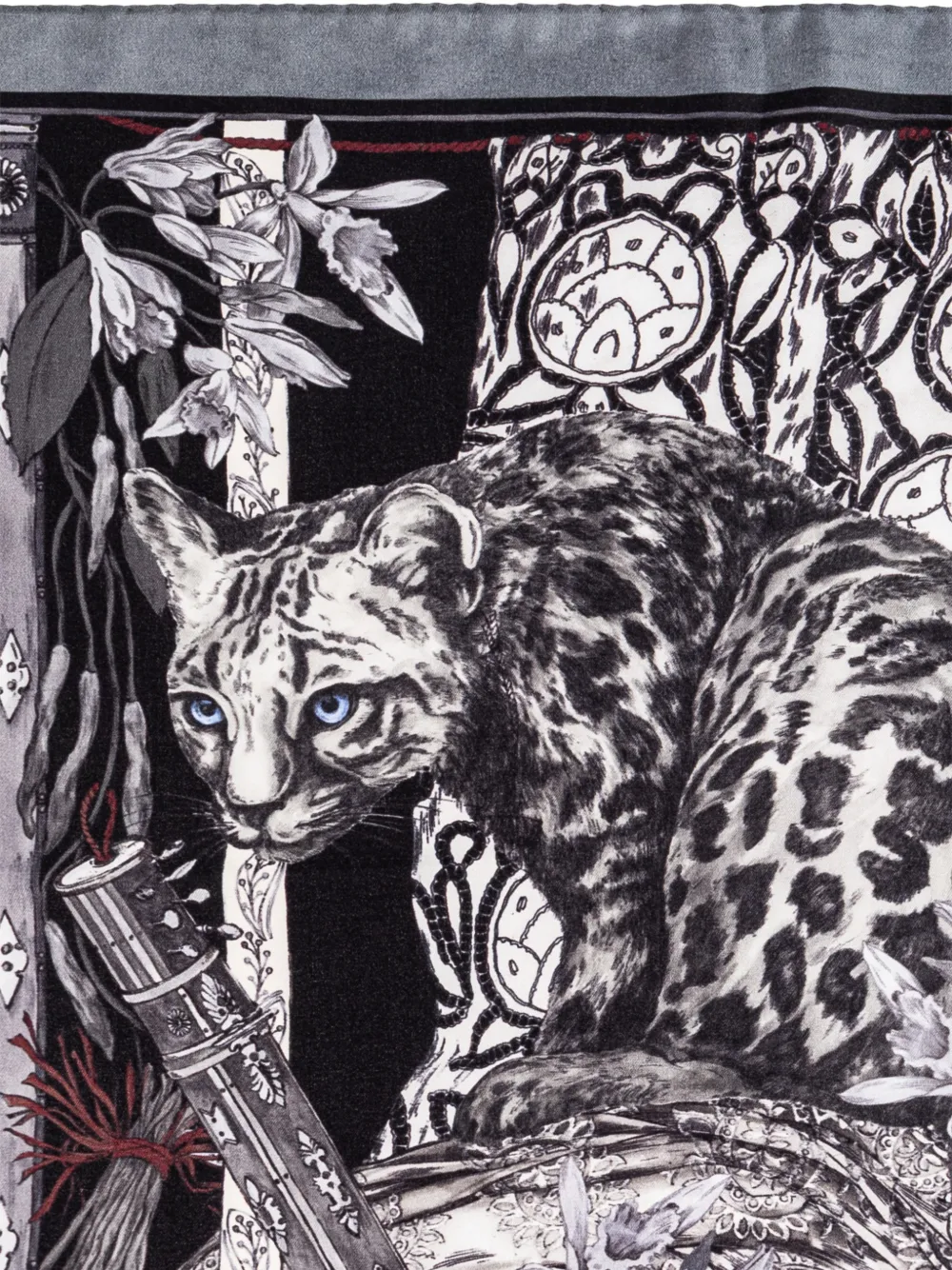 ETRO floral animal print scarf - Zwart