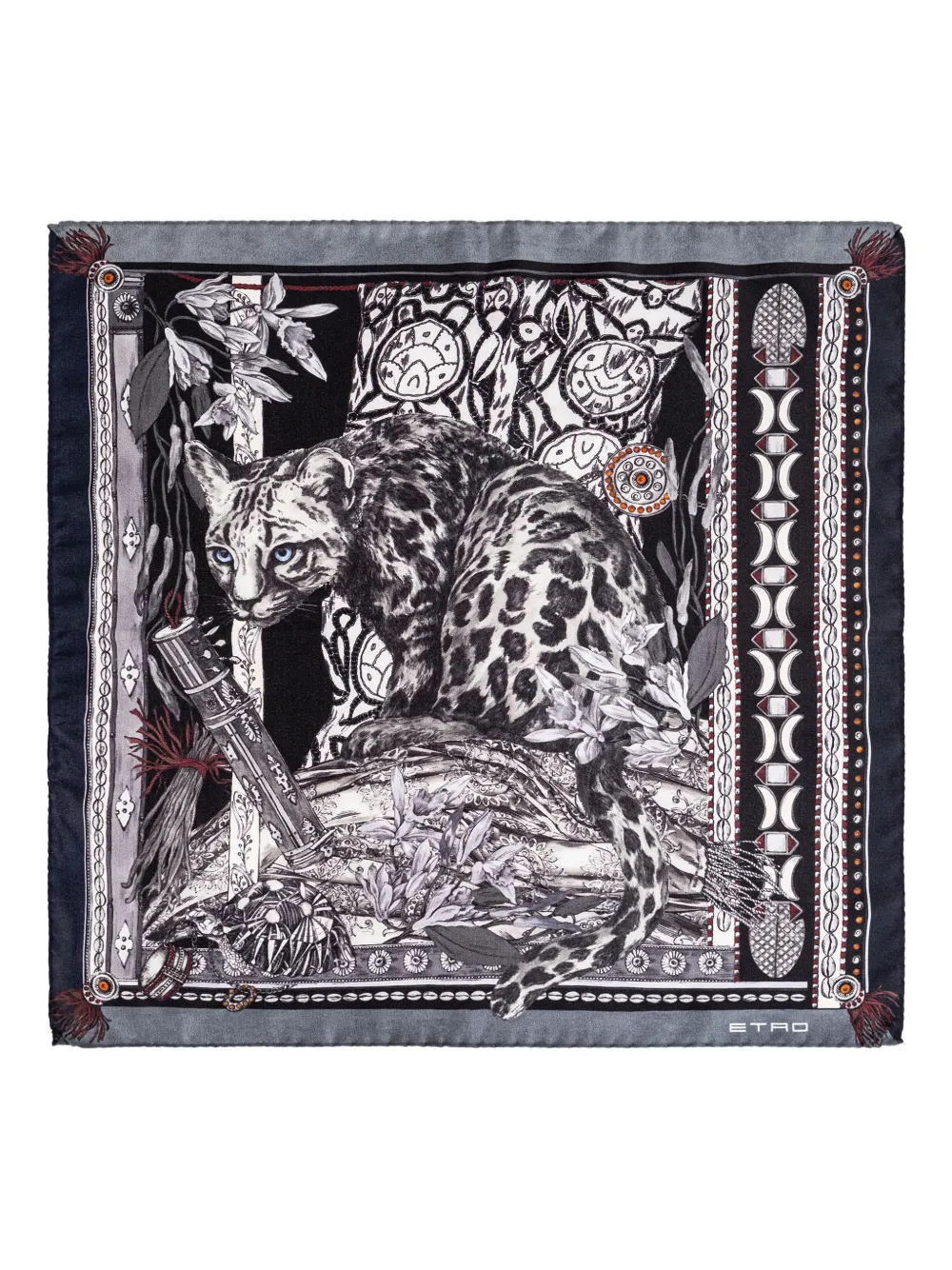 ETRO floral animal print scarf - Nero