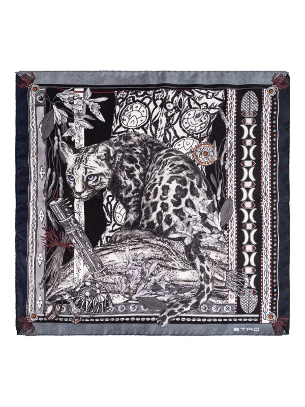 ETRO アニマルプリント スカーフ | ブラック | FARFETCH JP