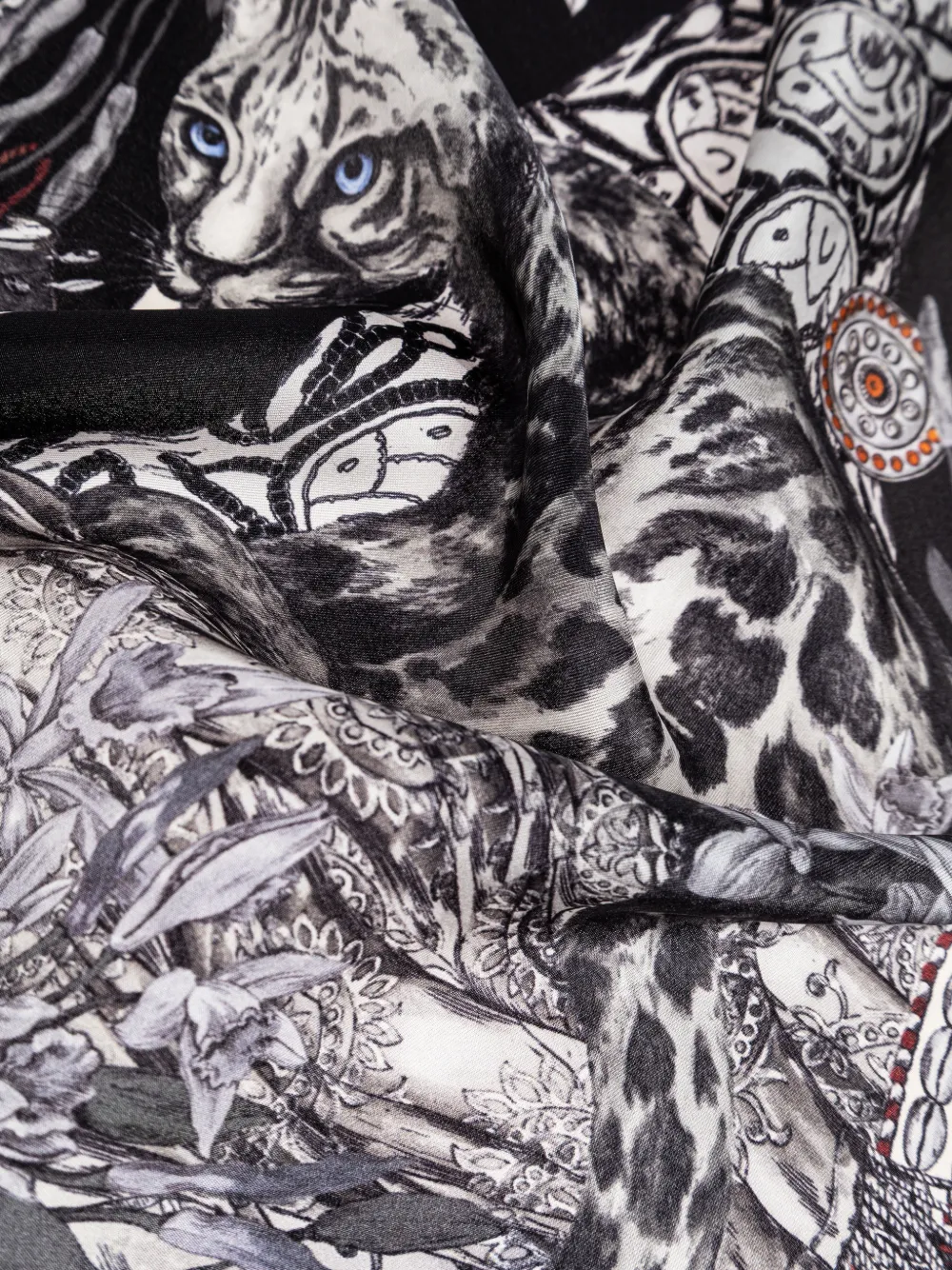 ETRO アニマルプリント スカーフ | ブラック | FARFETCH JP