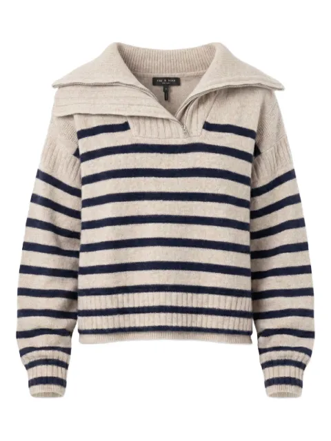 rag & bone striped zipped sweater