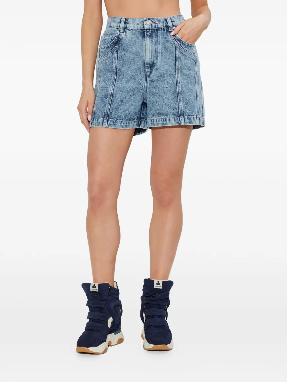  Marant étoile Acid-wash Denim Shorts - Blue 