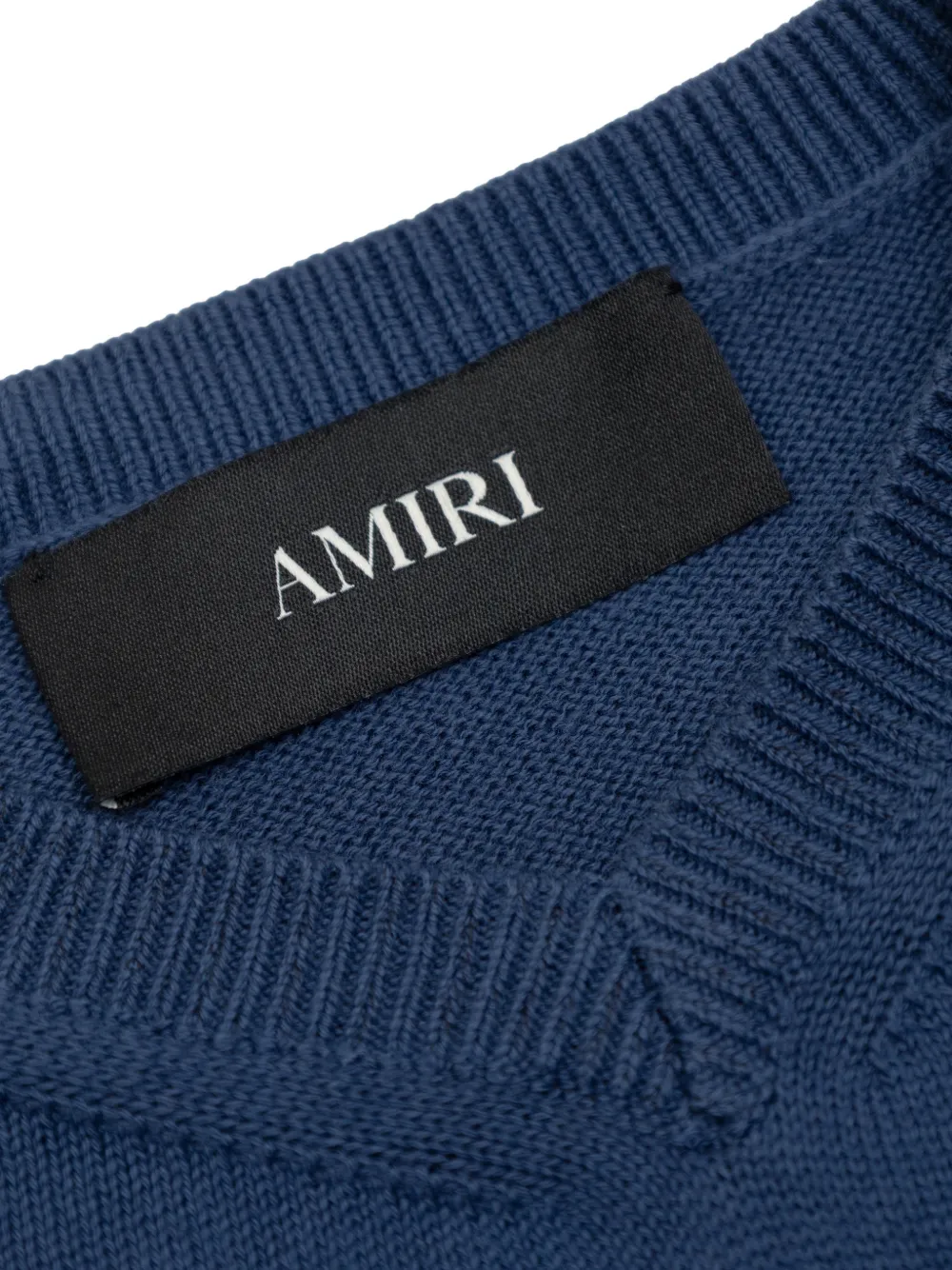  Amiri Kids V-neck Embroidered Sweater - Blue 