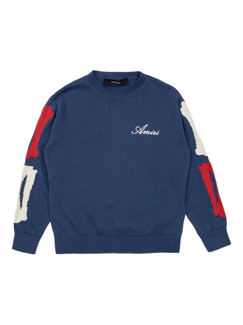 AMIRI KIDS V-neck embroidered sweater - Blu