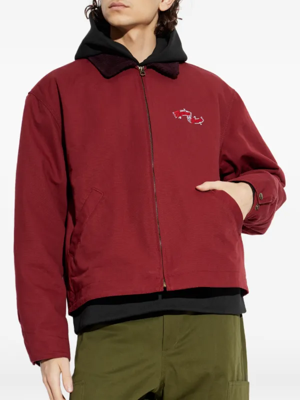 Kenzo embroidered-logo corduroy-collar Jacket | Red | FARFETCH ZA