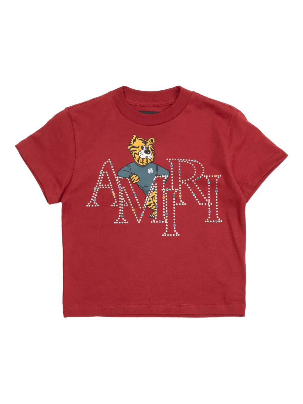 AMIRI KIDS rhinestone graphic T-shirt - Rosso