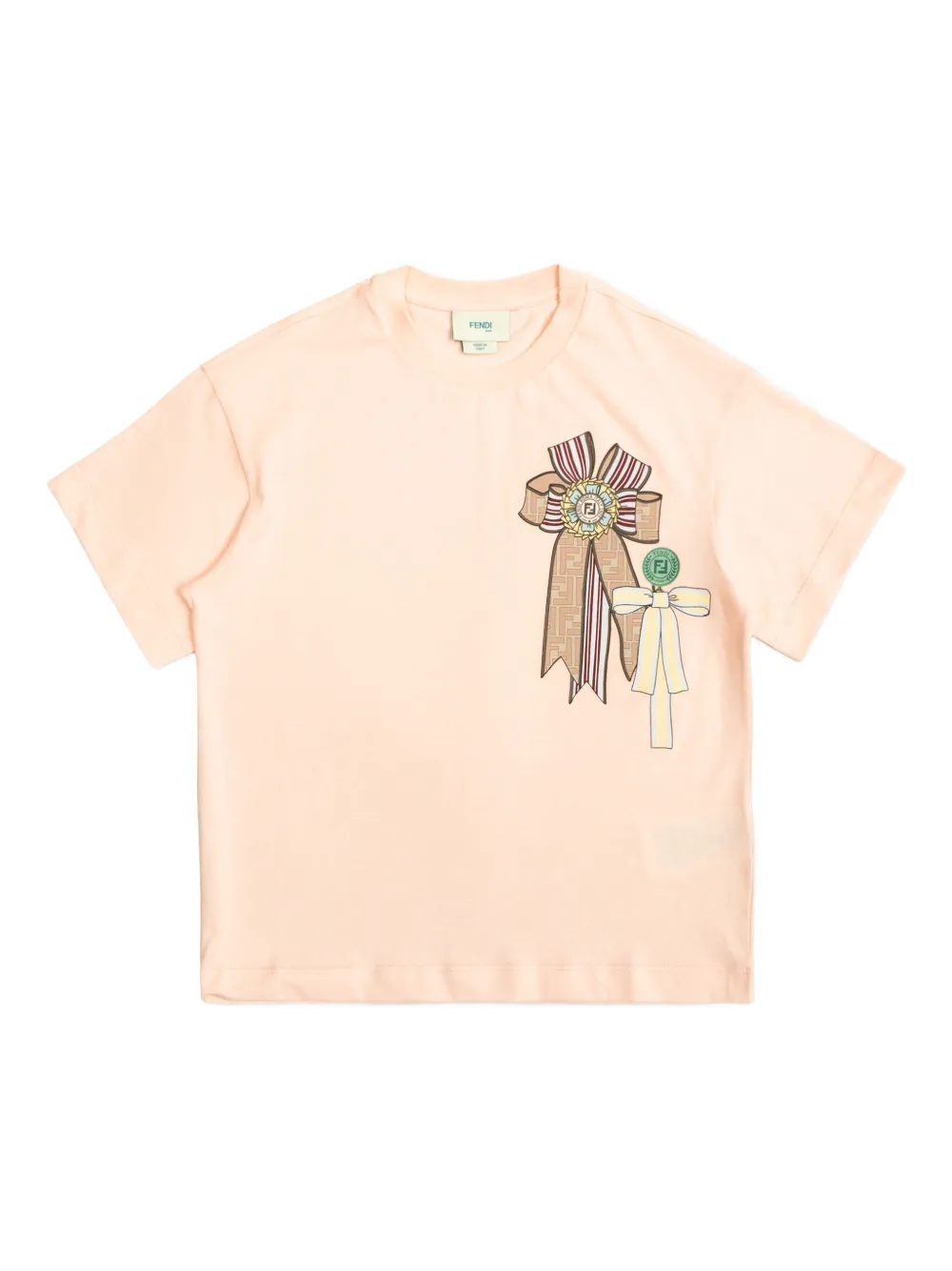 Fendi Kids ribbon graphic T-shirt - Toni neutri
