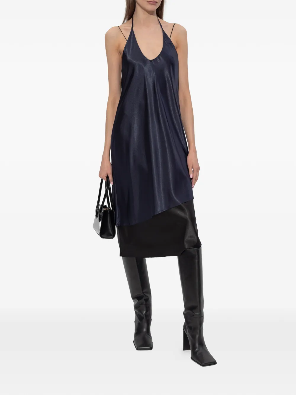 VETEMENTS asymmetric halterneck midi dress - Blauw