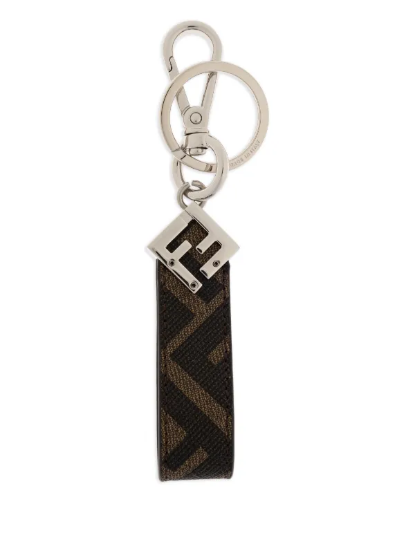 FENDI Square Logo Plaque Keyring | Brown | FARFETCH SG