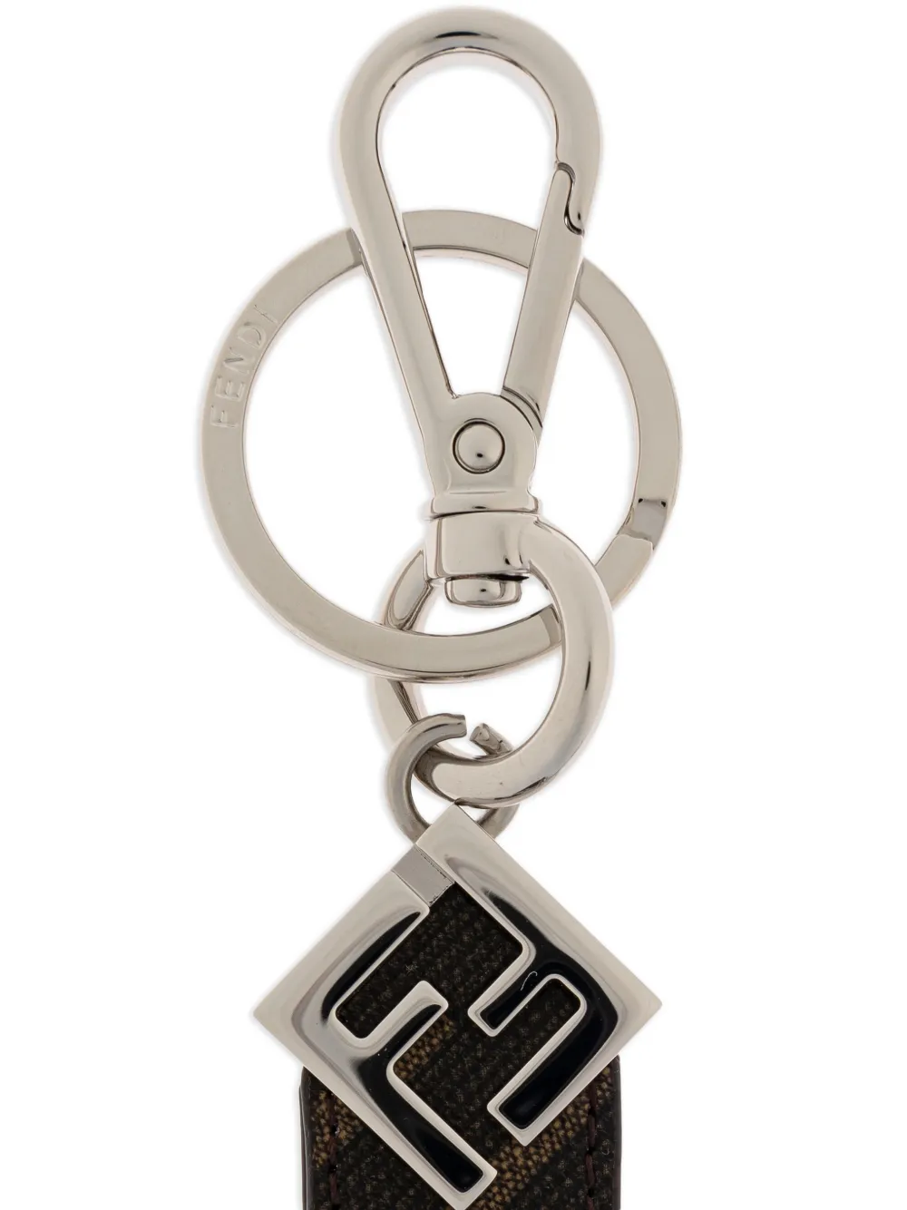  Fendi Square Logo Plaque Keyring - Brown 