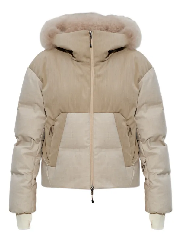 Sease Fur-trimmed Hooded Jacket in Neutrals