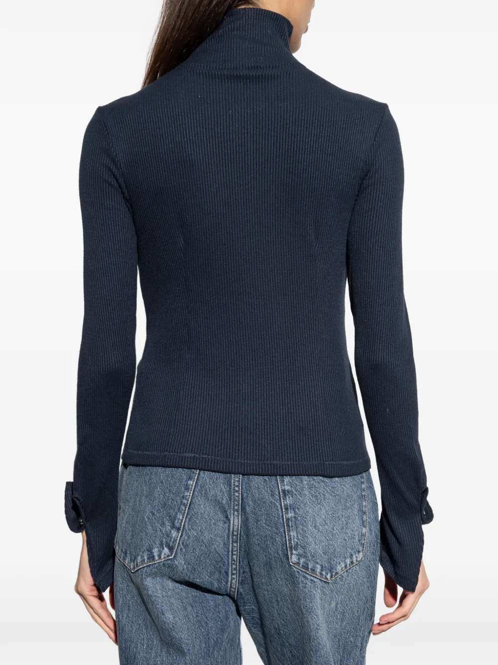 rag & bone Ribgebreide trui met knoop Blauw