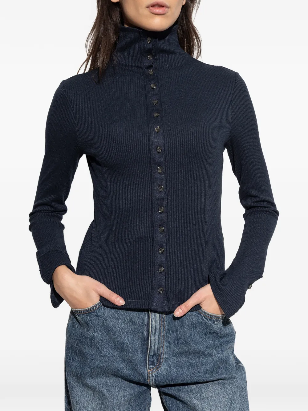  Rag & Bone Button Ribbed Knitwear - Blue 