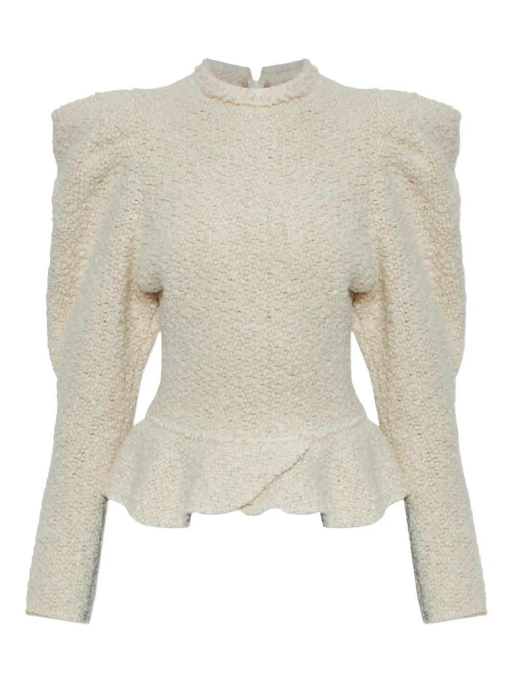 ISABEL MARANT Giamili ruffled-hem puff-sleeve top - Toni neutri
