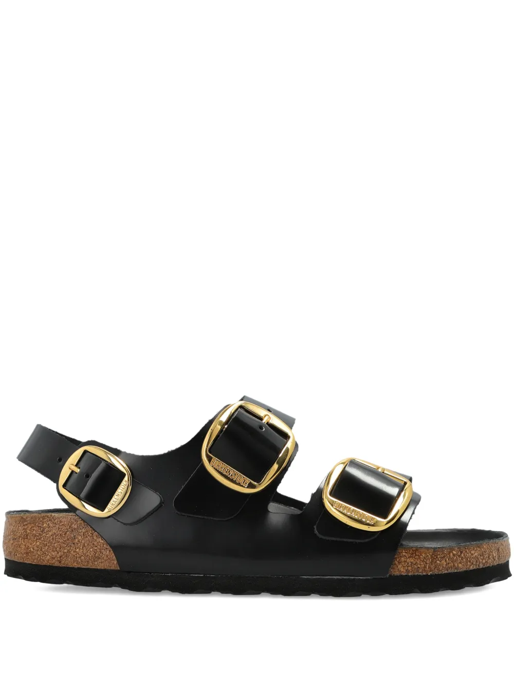 Birkenstock Milano leren sandalen met grote gesp Zwart