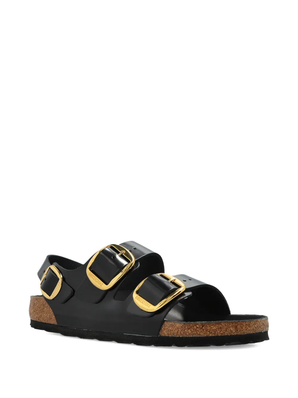 Birkenstock Milano leren sandalen met grote gesp Zwart