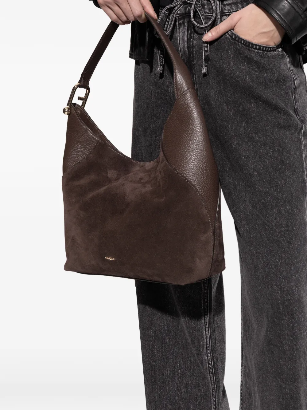 Furla medium Lara panelled tote bag - Bruin