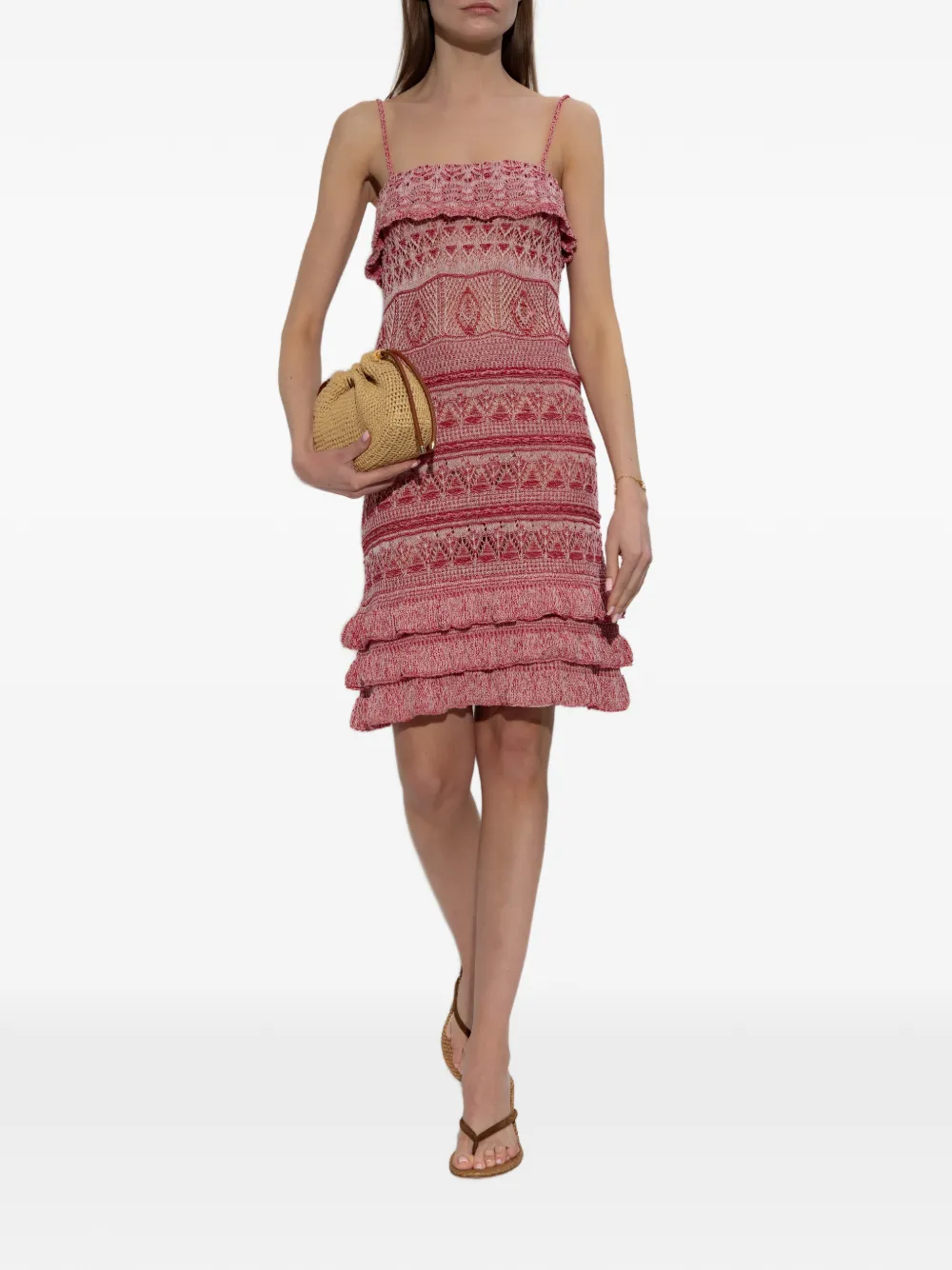ETRO ruffled spaghetti-strap mini dress - Rood