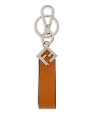 FENDI Square Logo Plaque Keyring | Brown | FARFETCH SG
