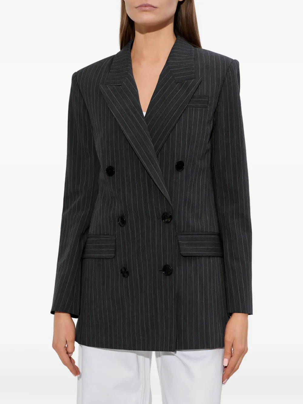  Isabel Marant Jevima Pinstripe Double-breasted Blazer - Grey 