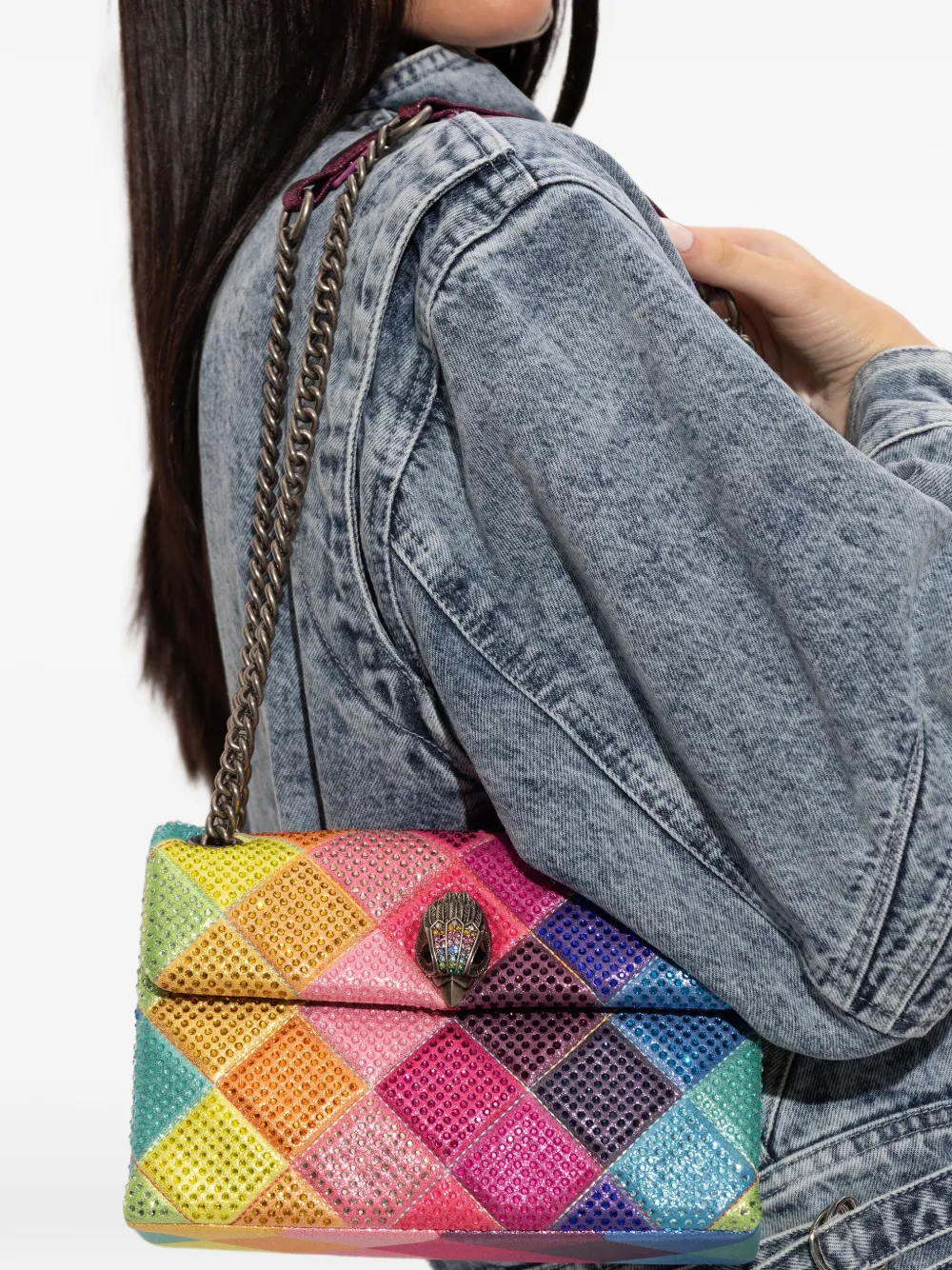 Kurt Geiger London medium Kensington crystal-embellished shoulder bag - Roze