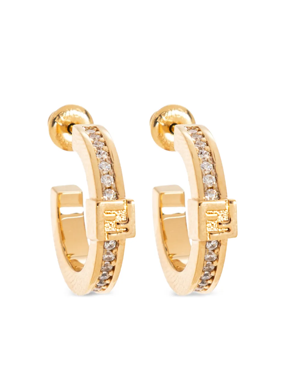 FENDI ff crystal hoop earrings - Gold