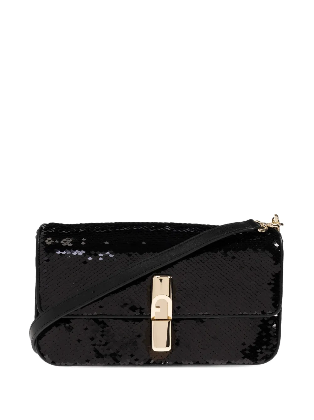 Furla small Iride sequin embellished turn-lock shoulder bag | Black | Image 1