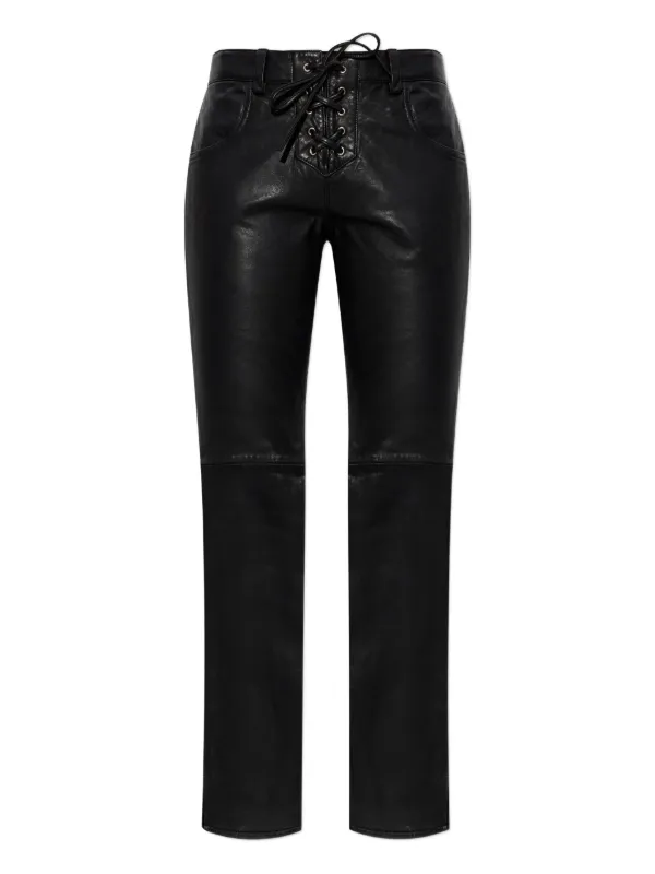 Isabel Marant Vanel Shiny Lambskin Leather Pants in Black