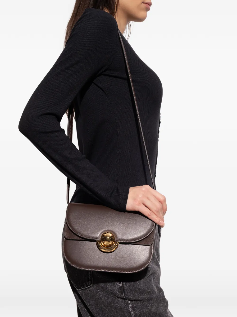  Furla Suede Appliqué Turn-lock Tote Bag - Brown 