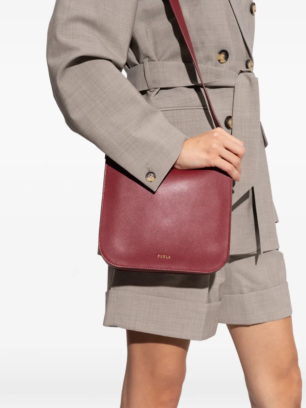 Furla small Ava logo-lettering shoulder bag - Rood