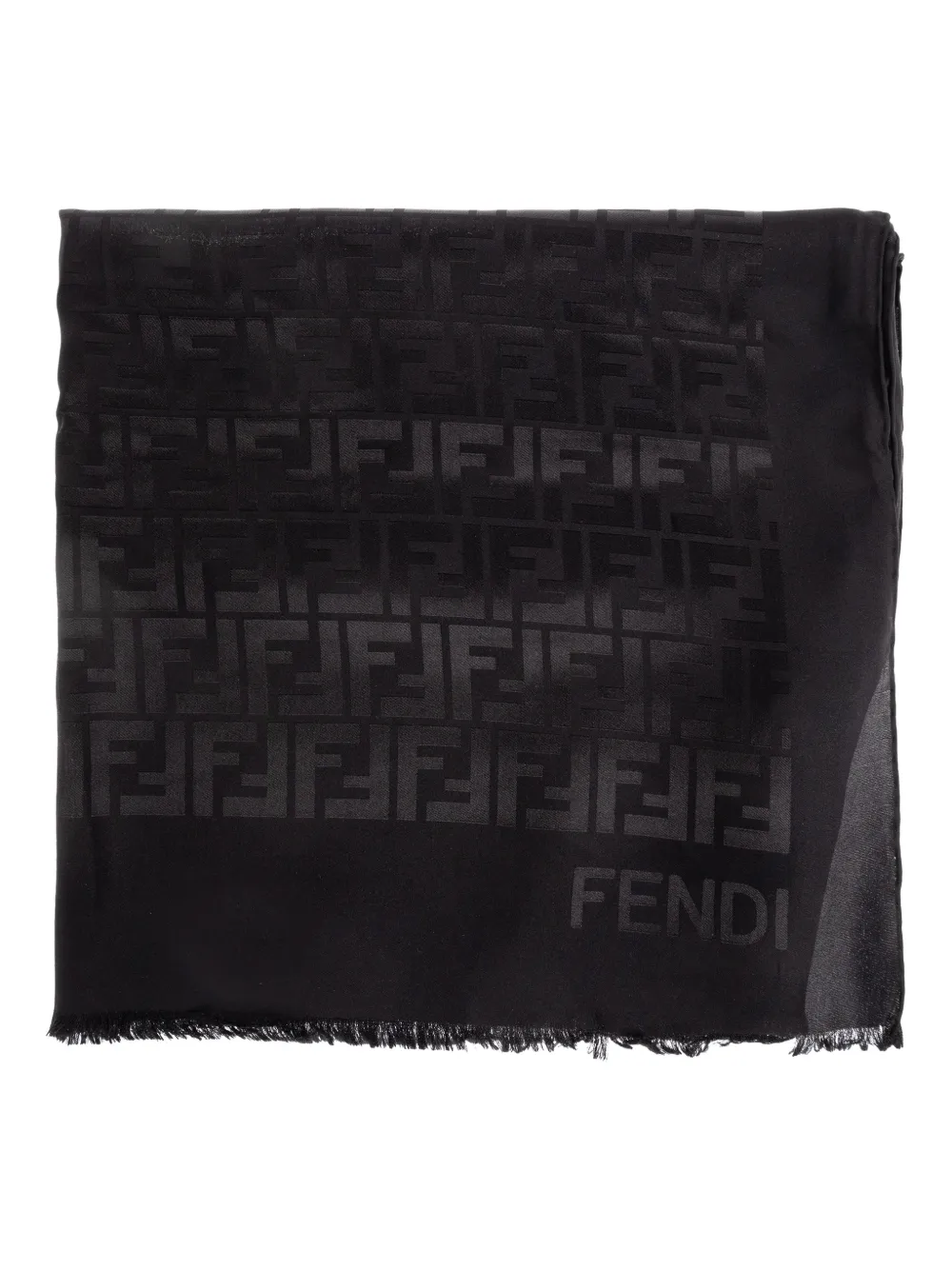 FENDI logo-pattern scarf - Black