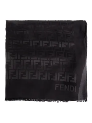 Saint Laurent モノグラム ファインニット スカーフ | ブラック