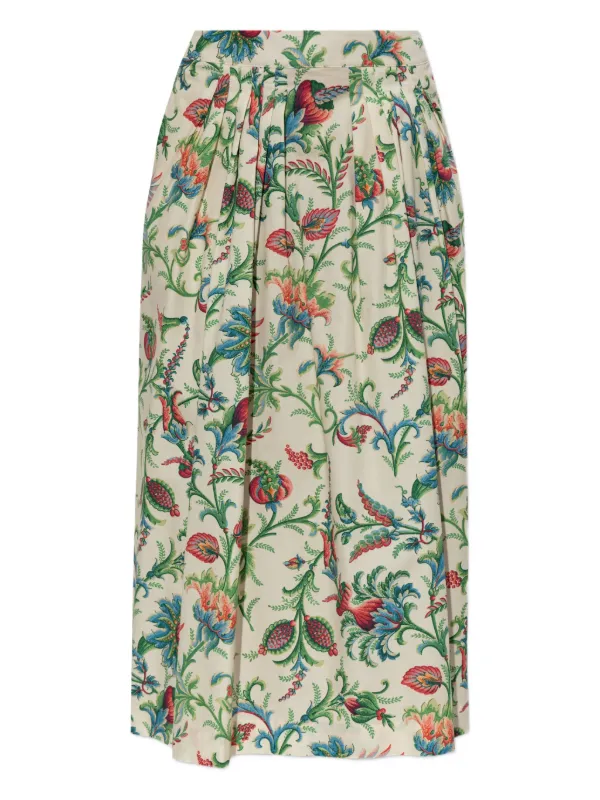 Etro Floral-pattern Midi Skirt in Neutrals