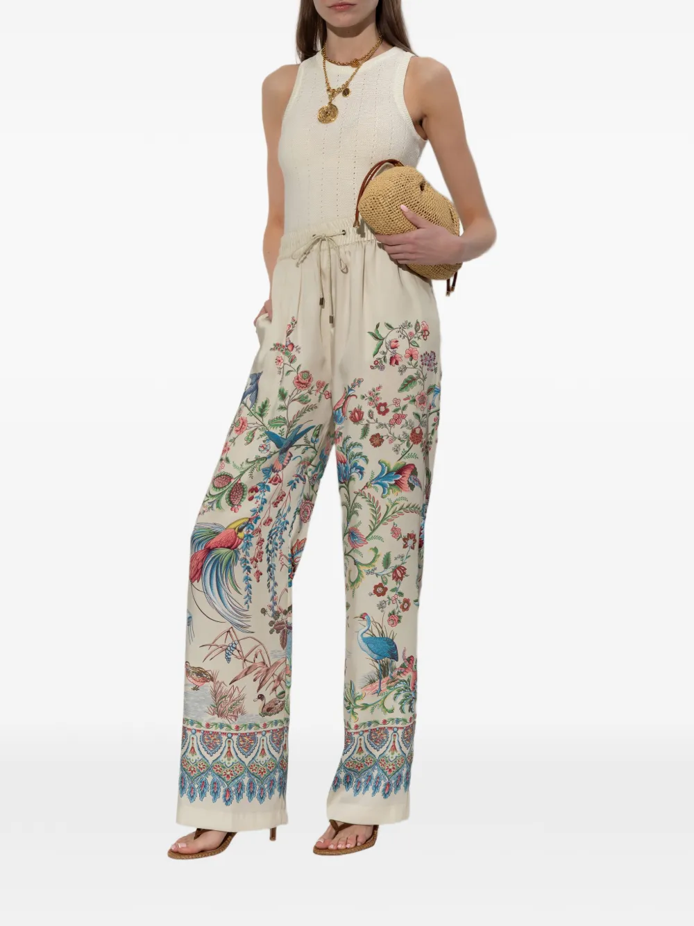 ETRO Broek met bloemenprint Beige