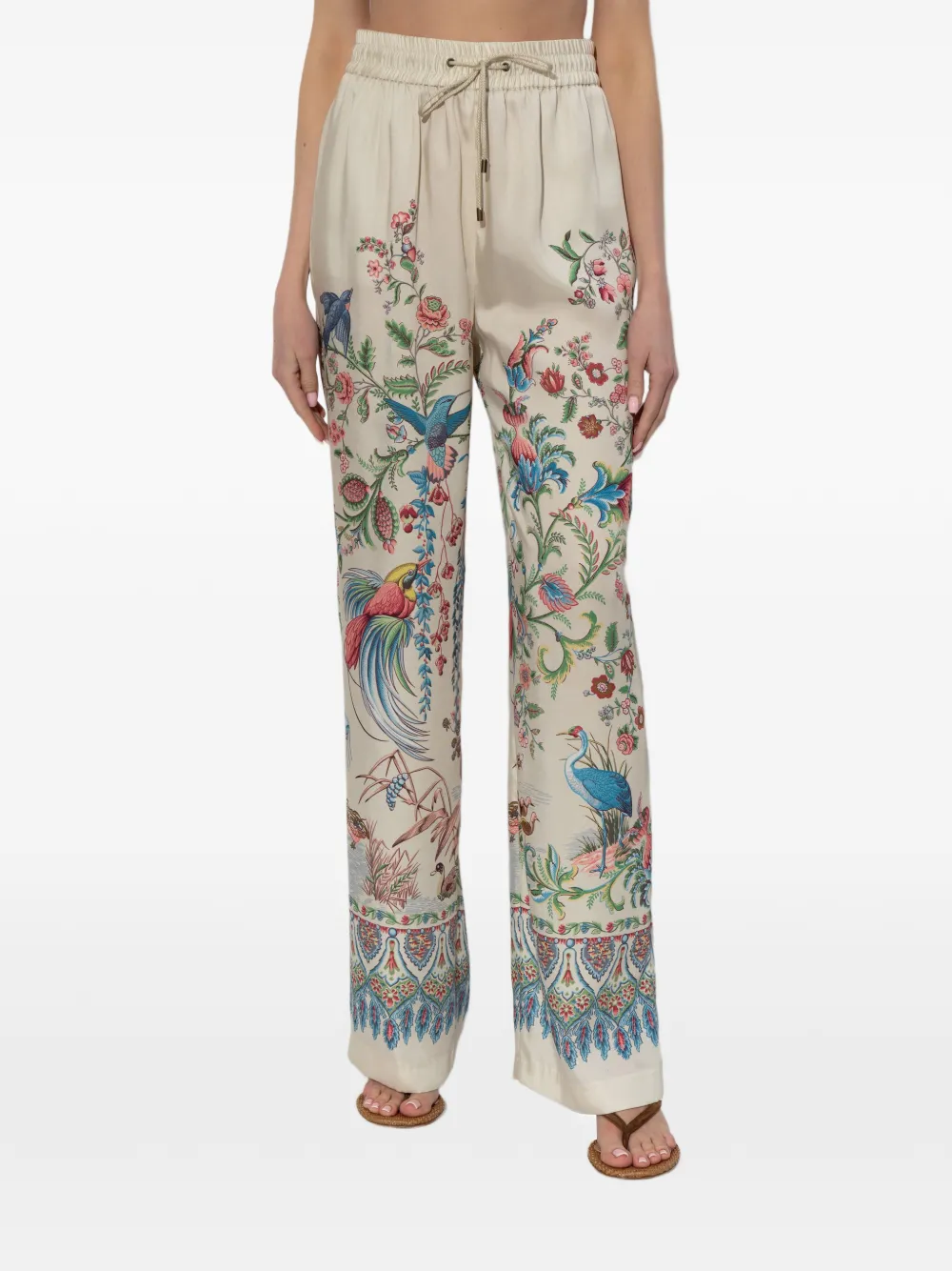 ETRO Broek met bloemenprint Beige