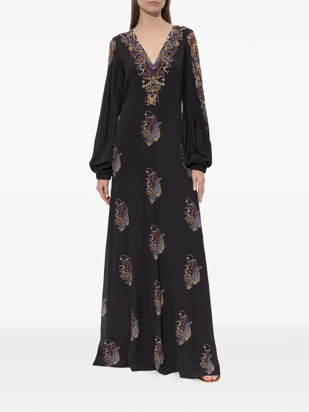  Etro V-neck Maxi Dress - Black 