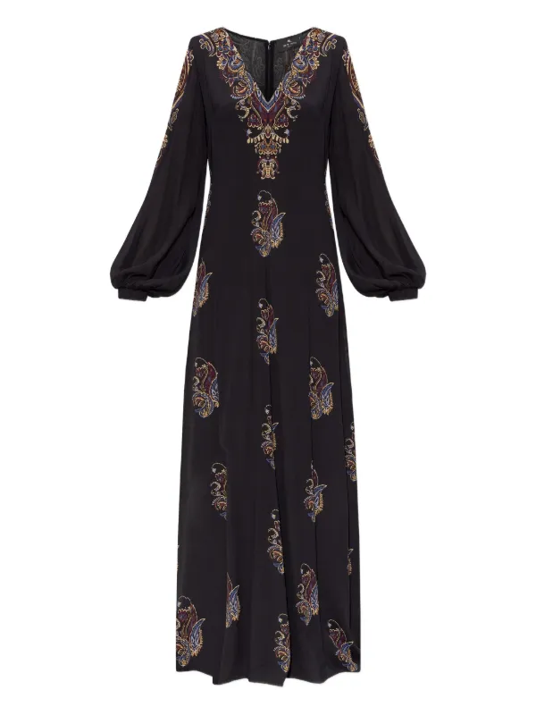 Etro V-neck Maxi Dress in Black