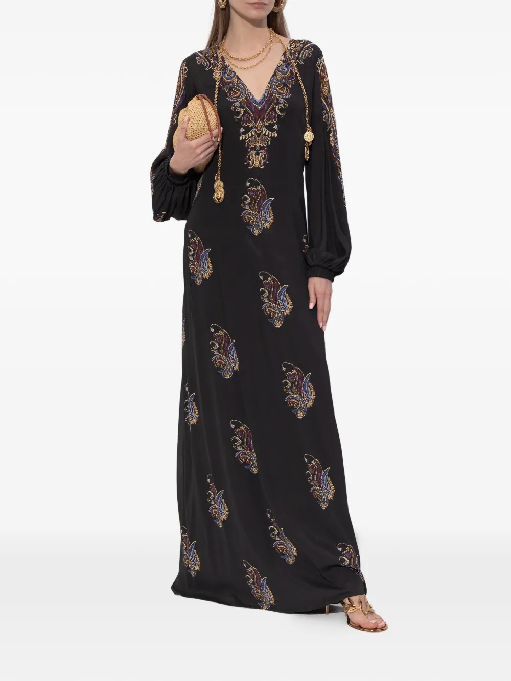 ETRO V-neck maxi dress - Zwart
