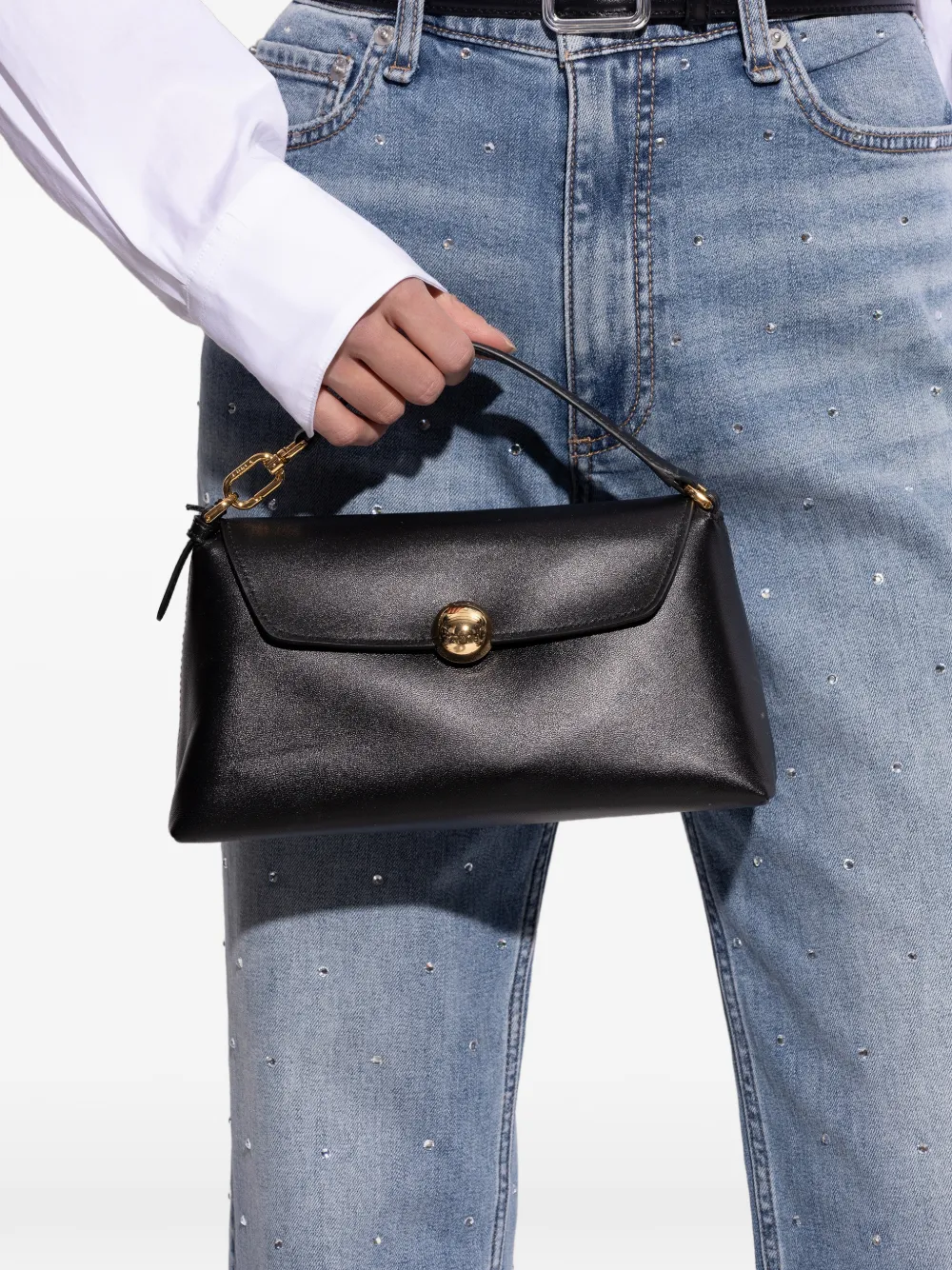 Furla mini Sfera turnlock leather tote bag - Zwart