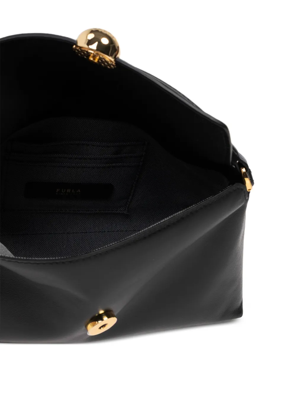 Furla Sfera leren mini-shopper met draaislot Zwart