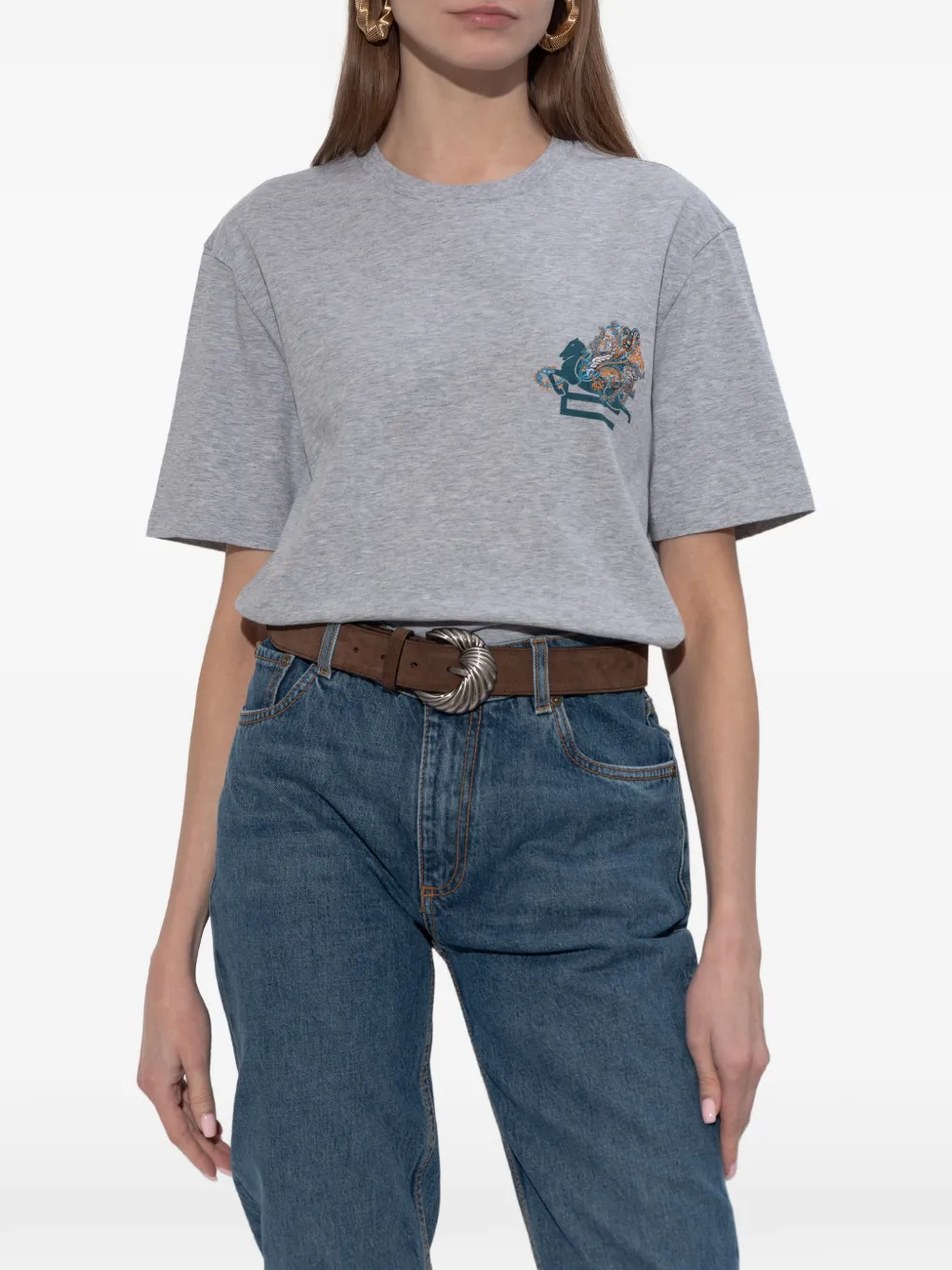  Etro Horse-print T-shirt - Grey 