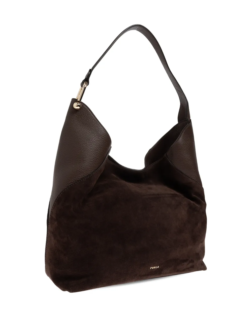 Furla Grote Tara suède schoudertas Bruin