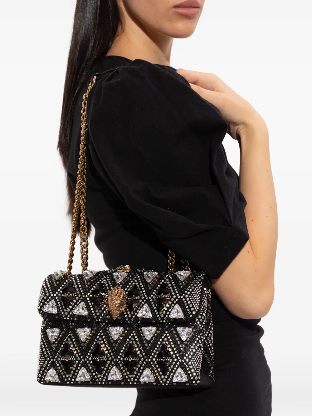 Kurt Geiger London medium Kensington jewel-embellished clutch bag - Zwart