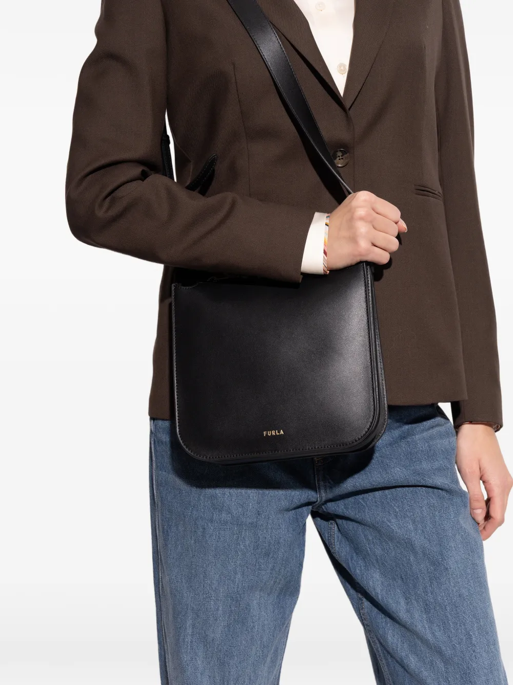 Furla small Ava logo-detail shoulder bag - Zwart