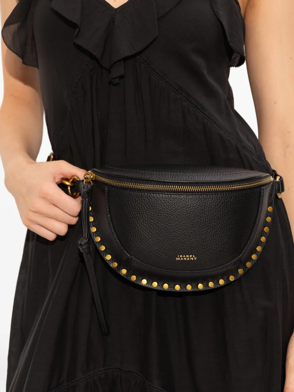 Isabel Marant Skano Leather Belt Bag In Black