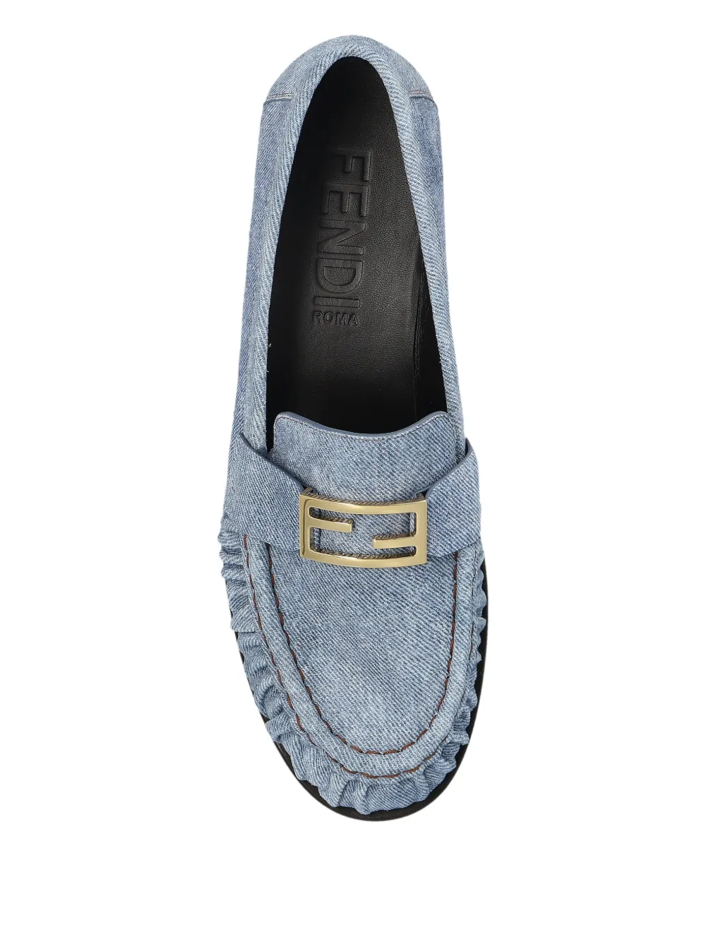 FENDI Loafers met ruches en logo Blauw
