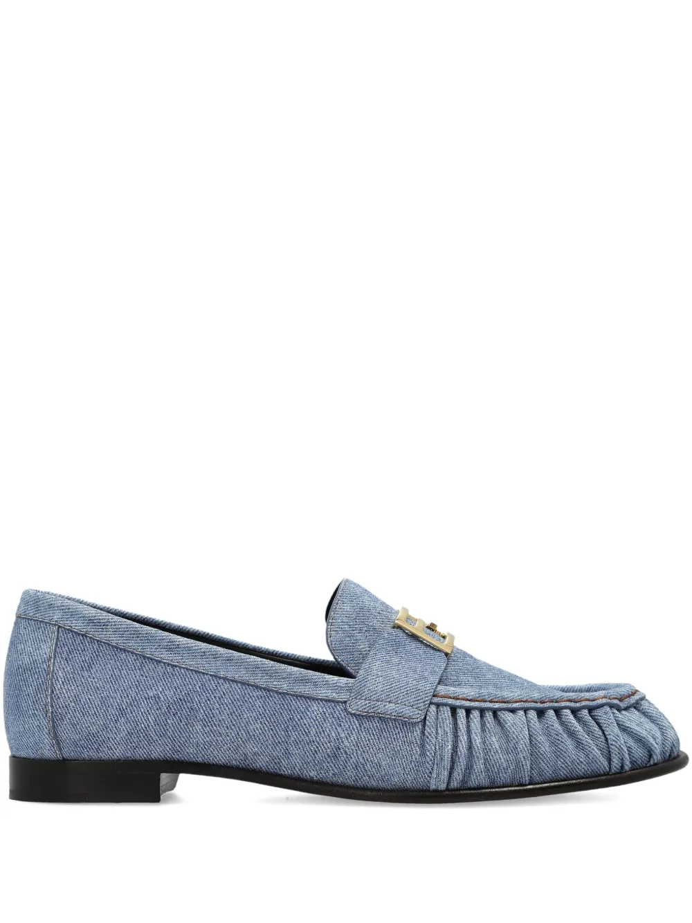 FENDI logo ruched-detail loafers - Blu