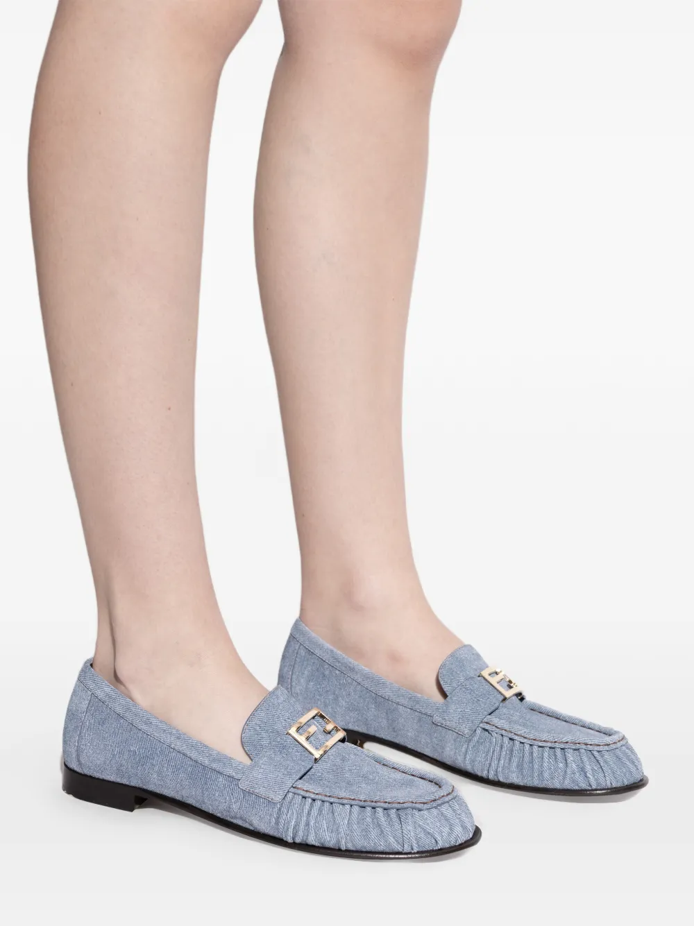 FENDI Loafers met ruches en logo Blauw